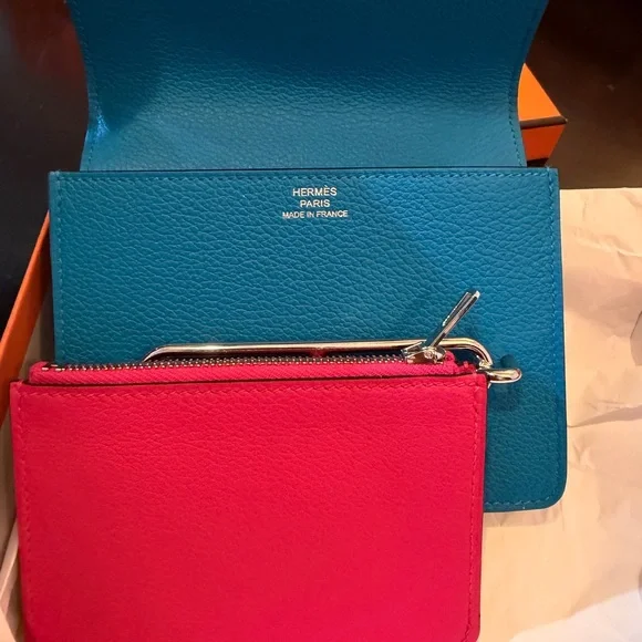 Hermes Blue Leather Roulis Compact Wallet with Silver Hardware - Picture 9 of 11